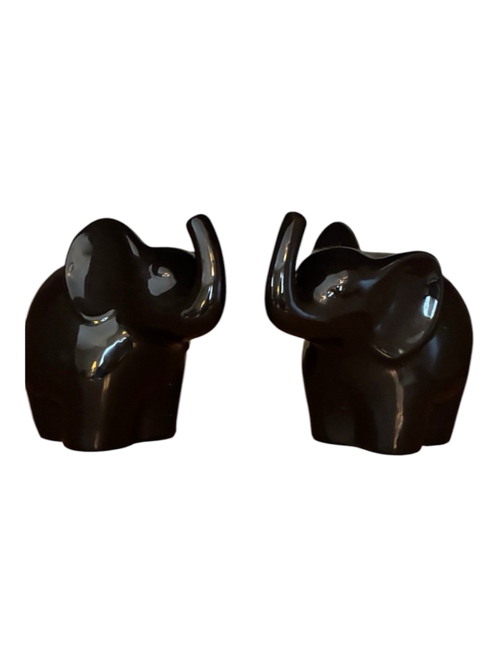 Black Ceramic Elephant Figurine Pair - Home Accents